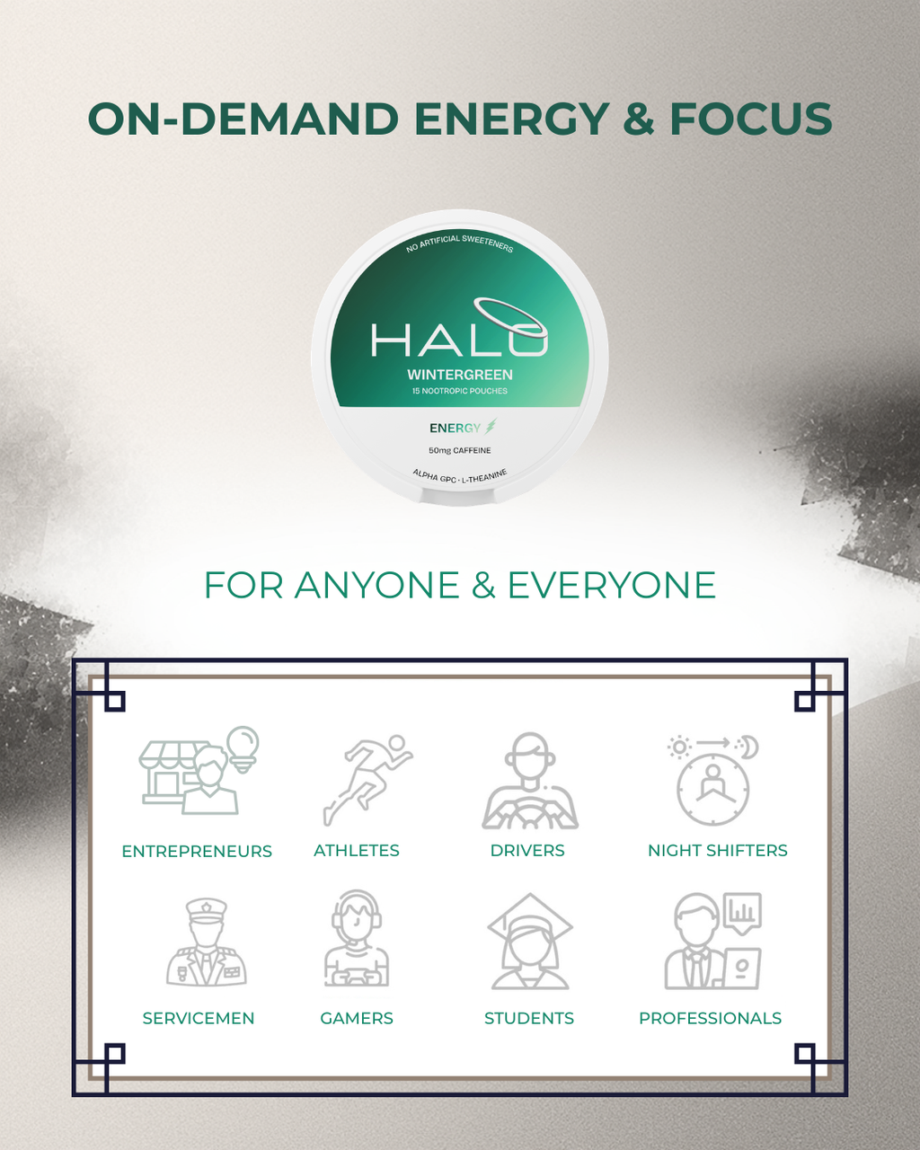 Halo Wintergreen 50mg Caffeine Pouches - 5 pack